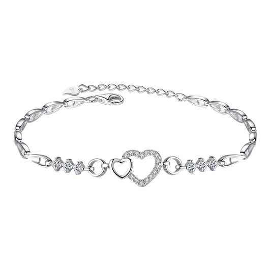 Chmadoxn Toddler Toys, Baby Toys Amethyst Plated 925 Bracelet Love Heart-shaped Hand Jewelry Female Zircon Heart To Heart Jewelry Toys for Kids, Birthday Gifts, First Birthday Gifts 2.3×2×0.8 in PP