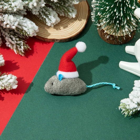 Darzheoy Catnip Toys Interactive Toy Christmas Hat Costume Plush Mouse Shaped Cat Toys for Cat Kitten Indoor B