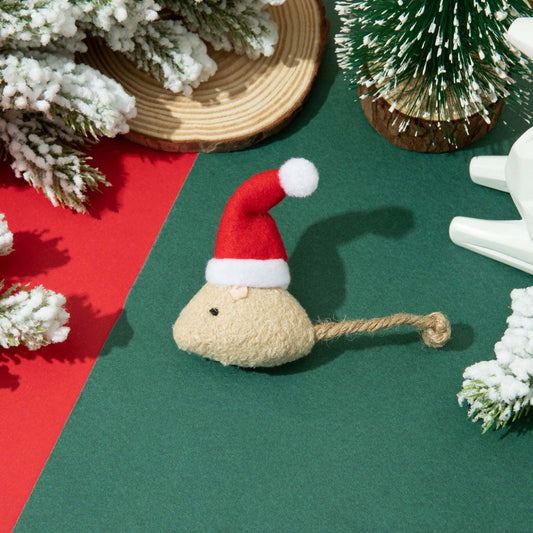 Darzheoy Catnip Toys Interactive Toy Christmas Hat Costume Plush Mouse Shaped Cat Toys for Cat Kitten Indoor C