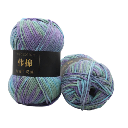 AYktou Cotton Yarn - Multicolor Rainbows Yarn,50 gram Skeins,26 Colors Available,7 Strands Of Combed Milk Cotton Crocheting Yarn for Knitting,Crochet,Weaving,Arts & Crafts - Fiesta #Y - Blue Purple