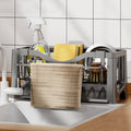 Kdkad Kitchen Sink Sponge Holder, Sponge Holder Kitchen Sink Caddy Organizer with Dish Brush Holder, Rustproof Stainless Steel Sink Sponge Holder with Auto-Draining Tray K