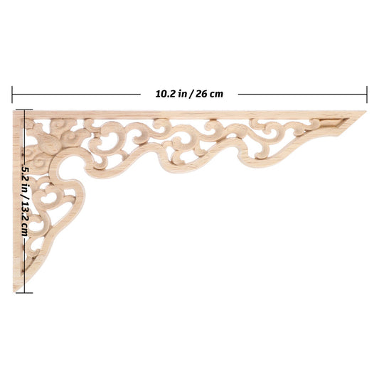 2 Pcs Long Furniture Carvings Wainscoting for Wall Wood Decorative Piece Office