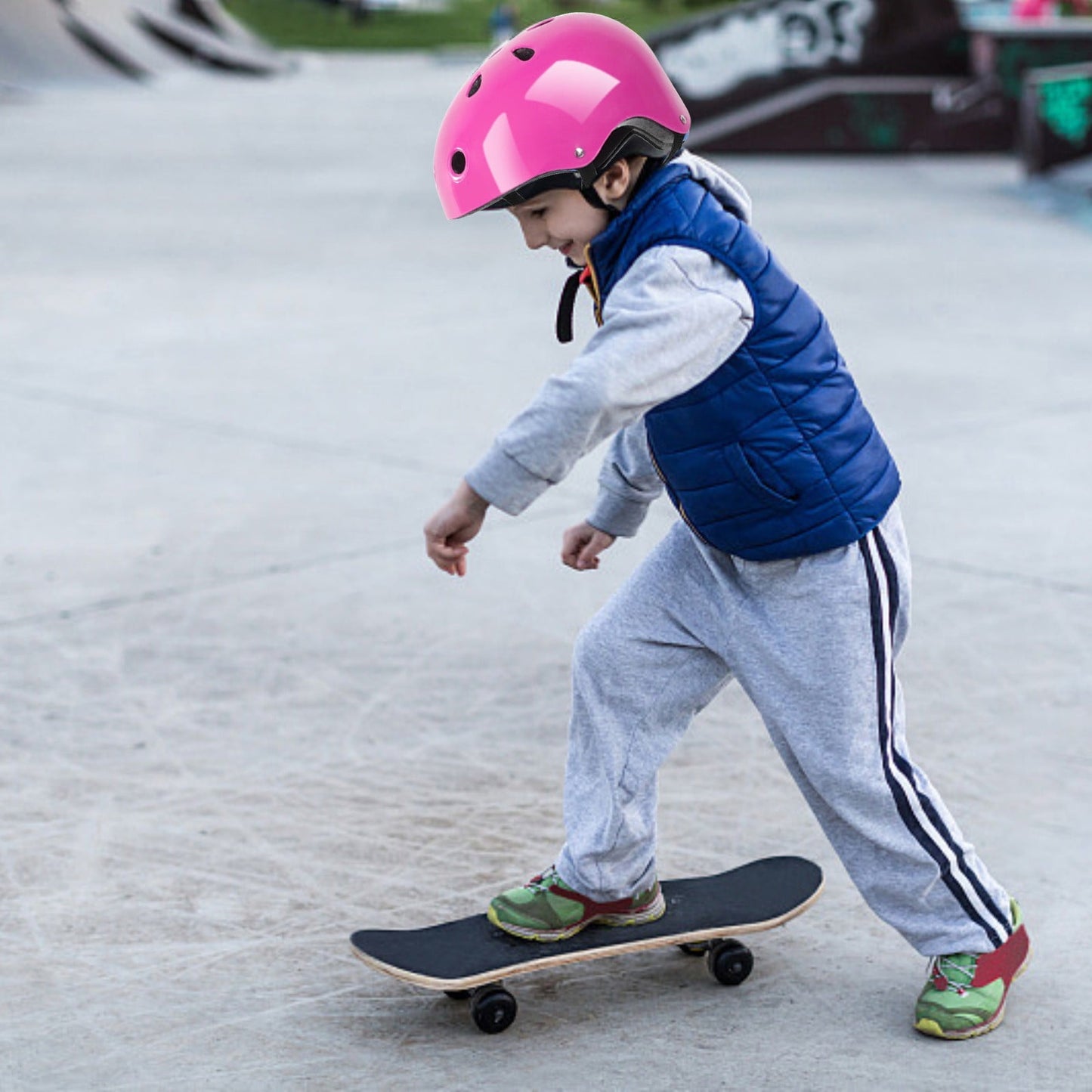 Darzheoy Kids Helmet Knee Elbow Pads Wrist Guard Sport Protective Gear Adjustable Scooter Skateboard Roller Bike Skate Cycling Set for Boy Girl Pink