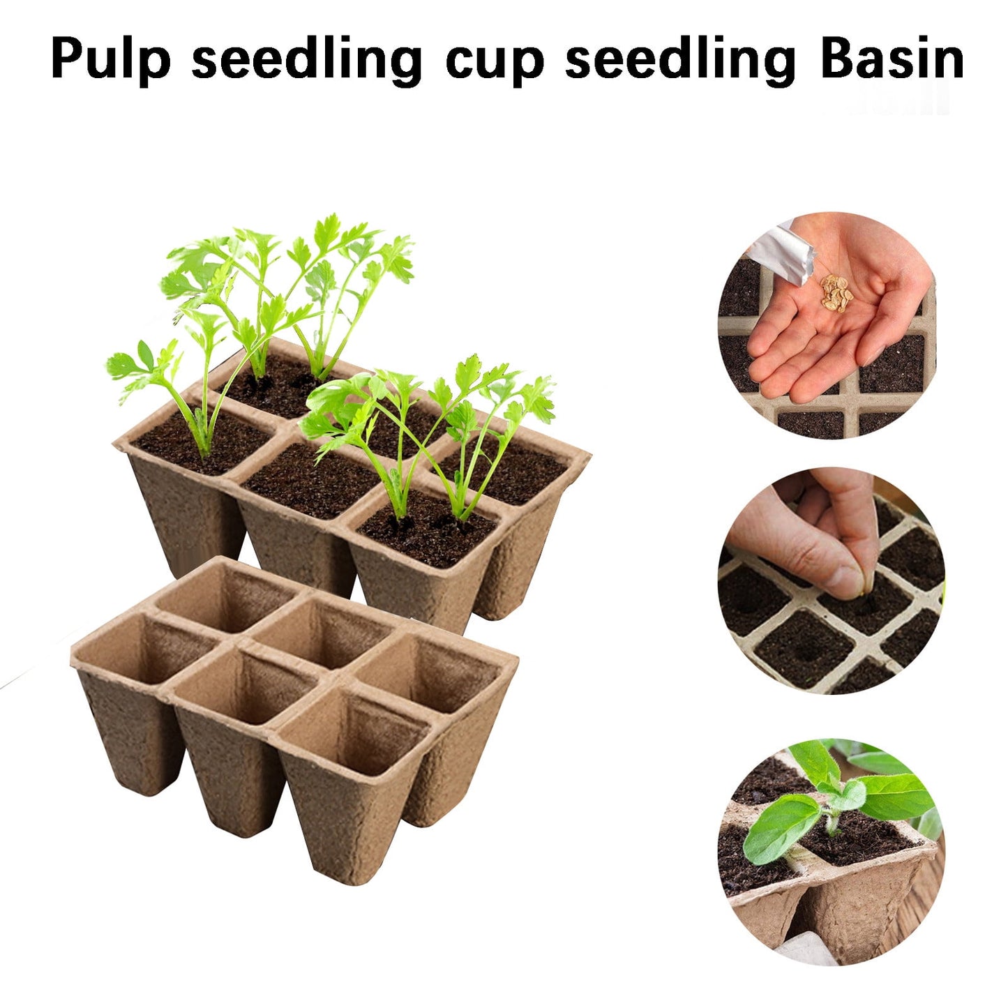 Darzheoy 30 Cells Peat Pots Seed Starter Trays 5 Packs Biodegradable Seedling Pots Germination Trays Organic Plant Starter Kit A