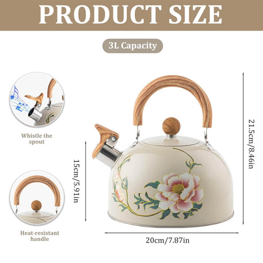 Darzheoy Whistling Tea Kettle for Stovetop, Stainless Steel Tea Pot Kettles, Rapid Boiling Teapot with Stay-Cool Ergonomic Handle, Perfect for Home & Kitchen Multicolor