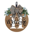 Darzheoy Initial Last Name Year Round Front Door Wreath, Welcome Sign Garland with Bow & Eucalyptus, Personalized Creative 26 Letter Farmhouse Wreath for All Seasons H