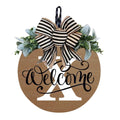 Darzheoy Initial Last Name Year Round Front Door Wreath, Welcome Sign Garland with Bow & Eucalyptus, Personalized Creative 26 Letter Farmhouse Wreath for All Seasons X