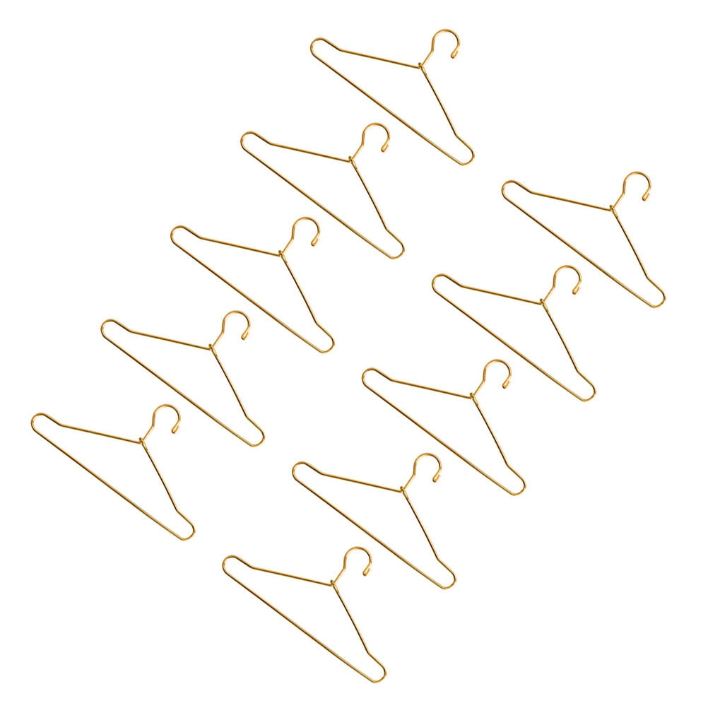 HOOWIFFY Small Hanger Shape 10 Pcs Metal Clothes Hangers Carbon Steel for Childrens Doll Clothes DIY Toy Use