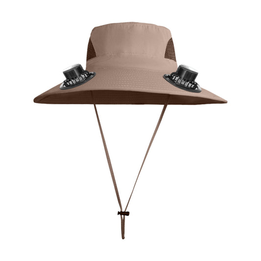 Darzheoy Solar Fan Hat Wide Brim Solar Fan Hat Outdoor Wide Brim Sun Hat with Solar Fan Fishing Hat, Removable & USB Charging Fan C-Khaki