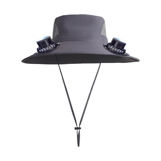 Darzheoy Solar Fan Hat Wide Brim Solar Fan Hat Outdoor Wide Brim Sun Hat with Solar Fan Fishing Hat, Removable & USB Charging Fan D-Gray