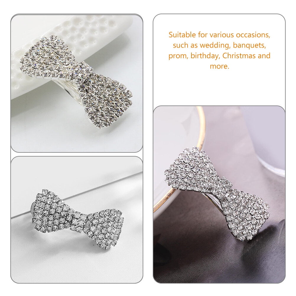 WHAMVOX 4-Pack Rhinestone Bow Hair Clips Sparkling Crystal Barrettes Wedding Bridal Hair Accessories for Women and Girls