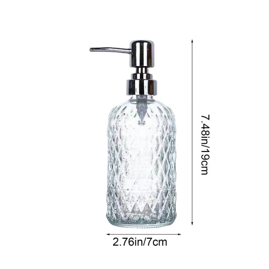 Darzheoy Glass Soap Dispenser 15 Oz for Bathroom Kitchen, Hand Soap/Lotion Dispenser with Plastic Pump White.