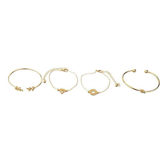 Chmadoxn 4Pcs Dainty Gold Bracelet Set for Women Cuff Open Wire Bangle Wrap Boho Crystal Rhinestones Bangles Layered Bracelets for teen Girls for Valnetine's Day Gift Jewelry for Teen Girls One Size Gold