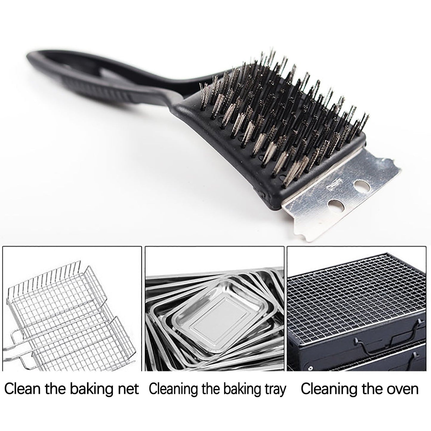 Chmadoxn Stainless Steel Grill Cleaning Brush, Wire Brush, Grill Brush Cleaner Tool with Scraper and Wire Brush for Gas, Electric, Charcoal Grill, BBQ Grill, r, Grill Grate