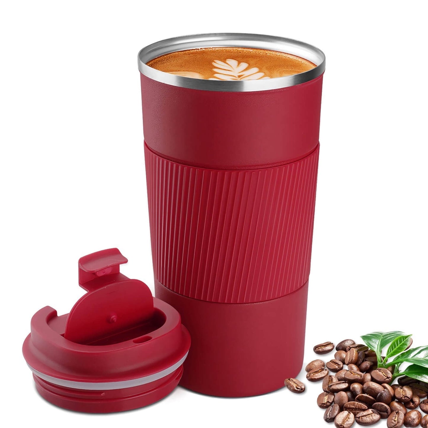 Chmadoxn Car Coffee Cup 510ml Travel Mug Stainless Steel Thermal Insulated Coffee Cup - Vacuum Insulation Water Bottle for Hot and Cold Water Coffee and Tea Black Mug Cafeteria Coffee Cup with Lid 3.46×6.69 in Blue