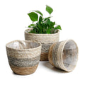 Darzheoy Woven Seagrass Plant Basket, Flower Pots Home Boho Decor, Storage Picnic Grocery Straw Bag for Plant Artificial Tree - 5.5"×8.7"×6.3 C
