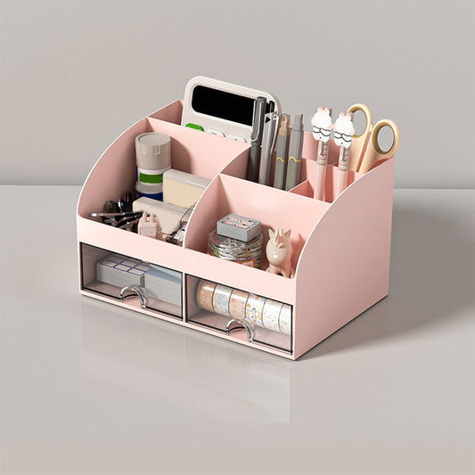 Kdkad Desk Organizer with Drawers, 2 Drawer Desktop Plastic Storage, Rectangular Office Stationery Supplies Desktop Drawers, Clear Desktop Storage Drawers for Office Supplies, Makeup Organizers 5.6Ã4.7Ã8.3 in Light blue.