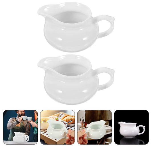YARNOW Set of 2 Ceramic Gravy Boats with Handle, Portable Sauce Dispensers for Kitchen and Dining Table