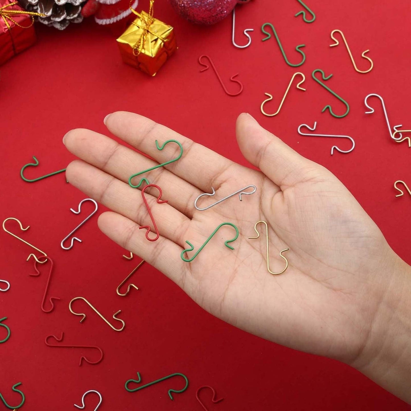 AYktou 50 Pack Christmas Ornament Hooks 0.47*1.18in Stainless Steel S-Shaped Hangers for Christmas Tree Decoration Christmas Stocking Balls Christmas Ornaments,Gold