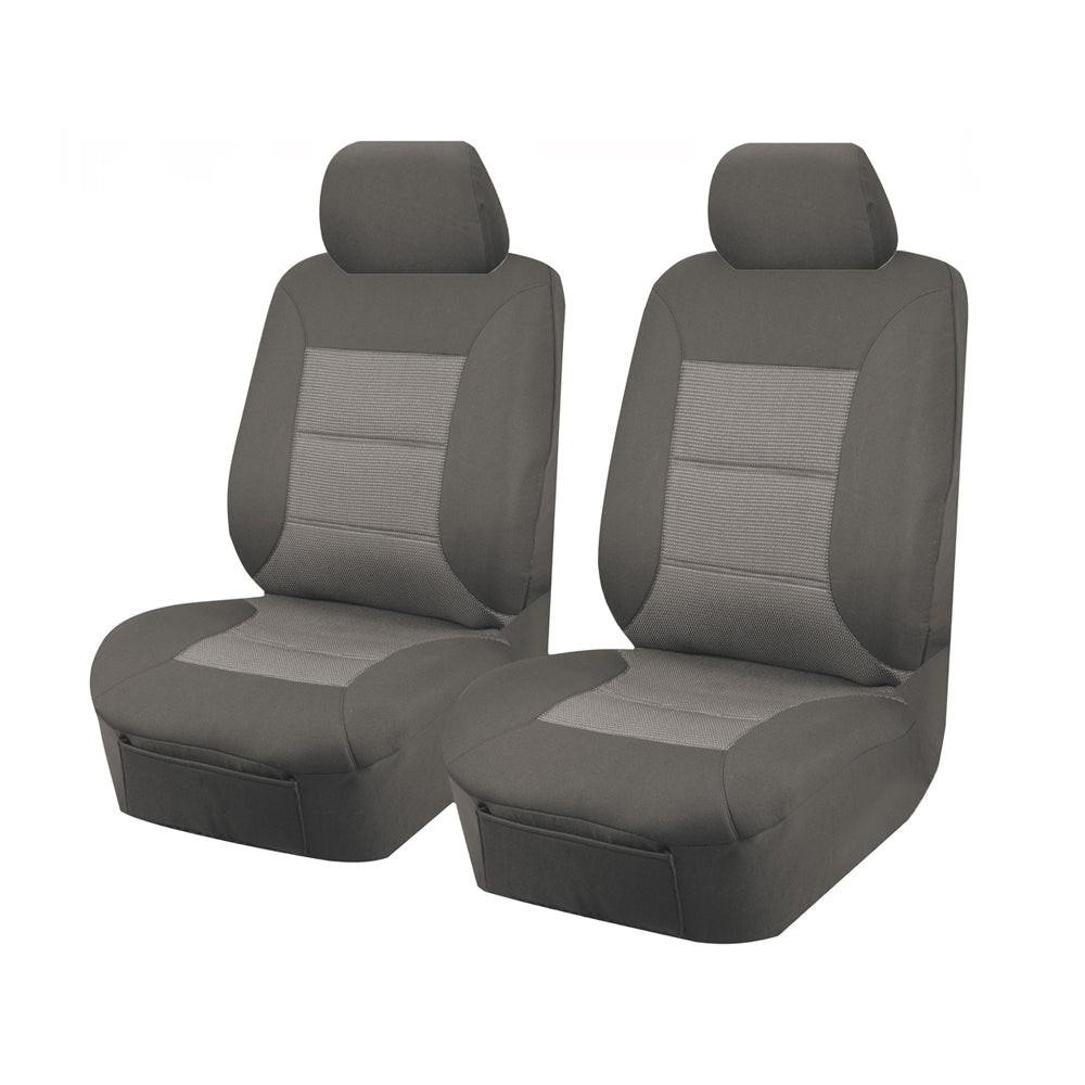 Seat Covers for MITSUBISHI TRITON MQ SERIES 01/2015 - ON DUAL / CLUB CAB UTILITY FRONT 2X BUCKETS GREY PREMIUM.