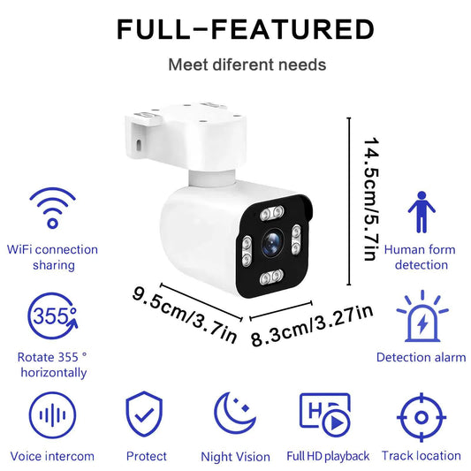 3MPSecurity Cameras for Home, 2.4G Wifi House Surveillance Cameras with Audio And Video, Security Cameras Wireless Outdoor with PTZ And Motion Detection, Wired Outdoor Security Camera Support Color Night Vision, SD Card Video Recording.