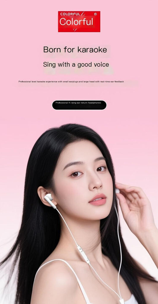 QK01 Wired karaoke headphones-White.