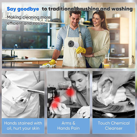 Cordless Electric cleaning brush spin scrubber with 4 replaceable heads for kitchen & bathroom