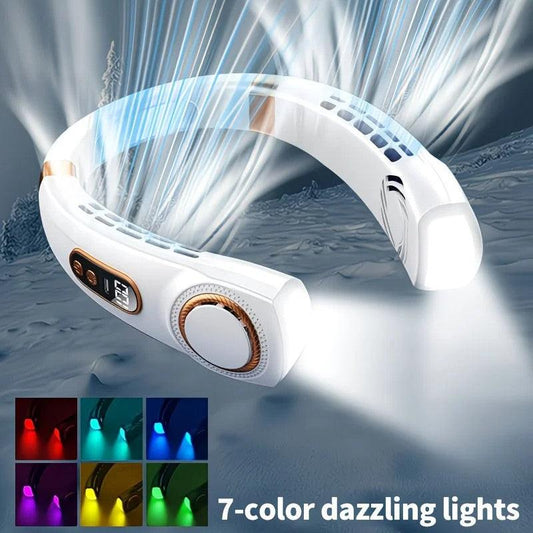 New Neck Hanging Fan Portable Mini USB Fan Personal Cooling Turbine Small Charging Quiet Lazy-Friendly.white.