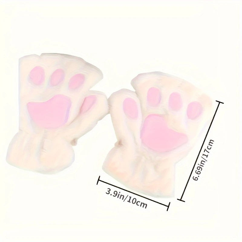 BLACK Cat Paw Fingerless Electric Heating Gloves, 3 adjustable heating levels, washable, 2000mAh battery, fluffy and warm, perfect for study and entertainment, ideal gift for birthdays and Christmas.
