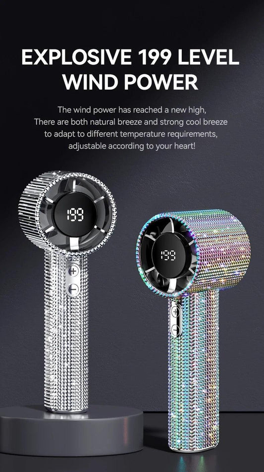 Colored diamond/Diamond - style Handheld Mini Fan, Exquisite and Long - lasting Battery Life.