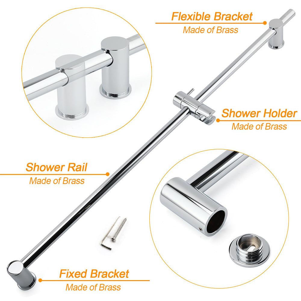 Strong Brass Chrome Round 850mm Long Sliding Rail Bar Holder For Handheld Shower