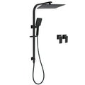 Dual Shower Set Matt Black 12" Rainfall Head 3 Modes Handheld Silding Rail Combo Double Taps