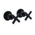 Matt Black 1/4 Turn Twin Taps Hot Cold Water Control Mixer For Bath Spout Shower