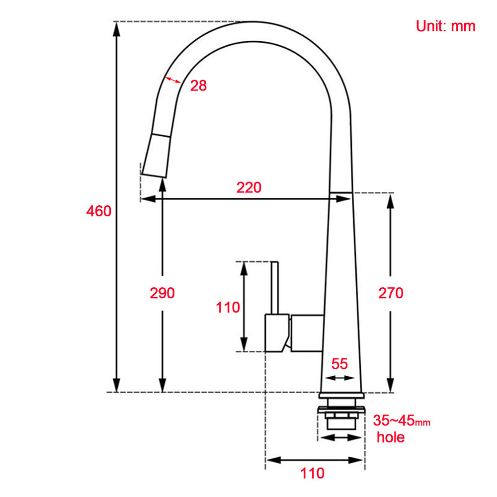 WELS Gun Metal Pull Out 2 Modes Spray Spout Kitchen Sink Tap Basin Faucet Mixer