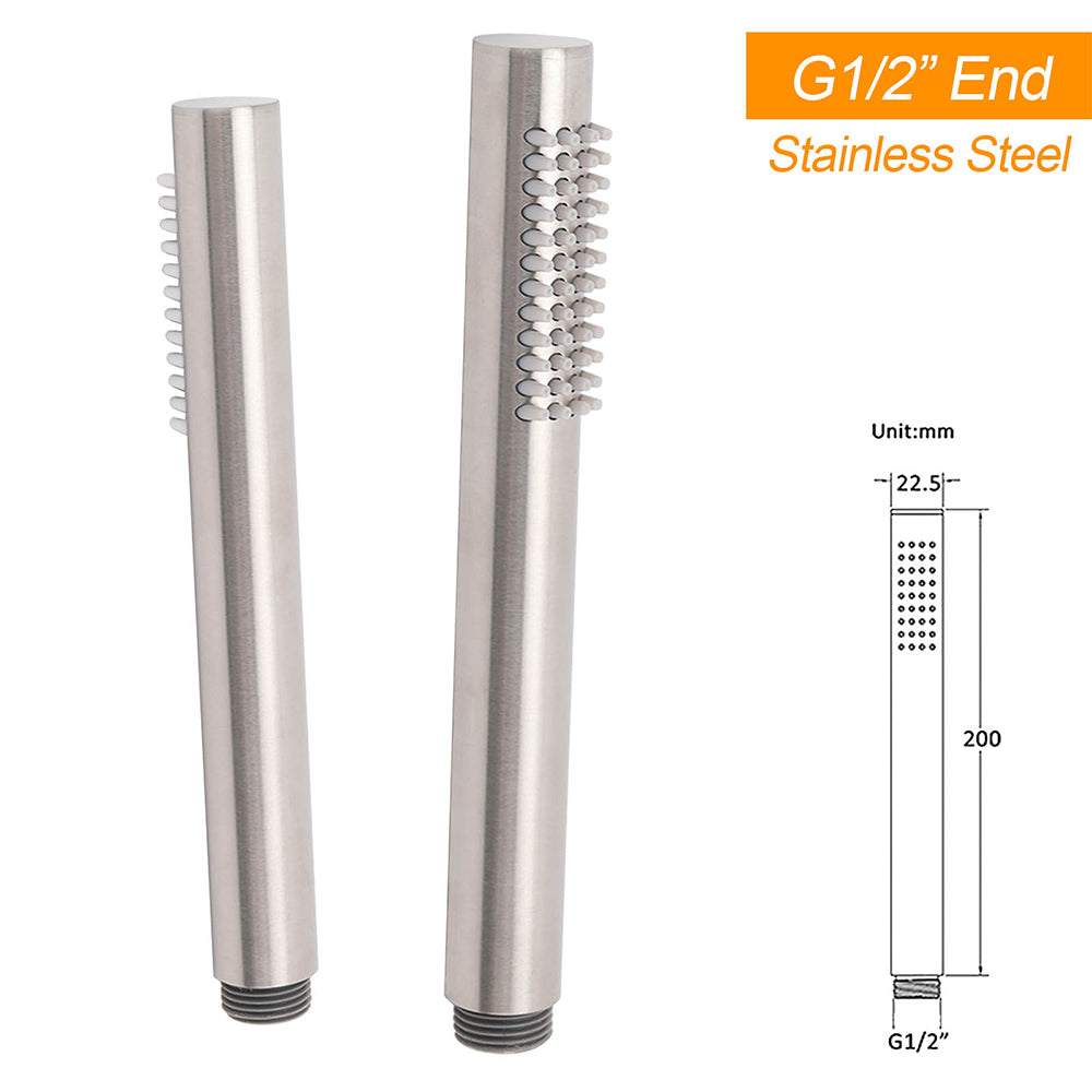 Brushed Nickel 2in1 Round 8inch Stainless Steel Rain Head Shower Handheld Sliding Rail Arm Set