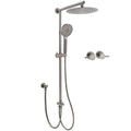 WELS Gun Metal 2in1 Round Shower 10" Rain Head 3 Mode Handheld Sliding Rail Twin Taps Set