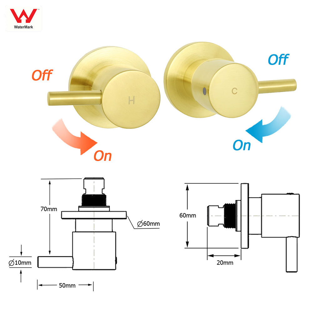 WELS Brushed Gold 8" Round Shower Head Stainless Steel Handheld Rose Sliding Rail Twin Taps Set