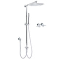 WELS Round Large 12" Rain 2in1 Shower Head Stainless Steel Handheld Wall Rail Brass Twin Taps Set