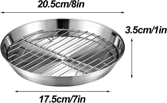Baking tray for air fryer - Air fryer baking pan - Air fryer accessories - Baking tray with rack - Made of 304 stainless steel - 20 cm.