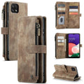 Compatible with Samsung Galaxy A22 5G Case Wallet Durable PU Leather Magnetic Flip Zipper Card Holder - Brown Brown ingen_max.