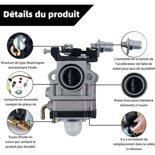 Carburetor Brushcutter 52cc 49cc 43cc Carburetor Carburetor Kit with Gasket, Hose, Spark Plug and Fuel Filter, by DEBUNS.
