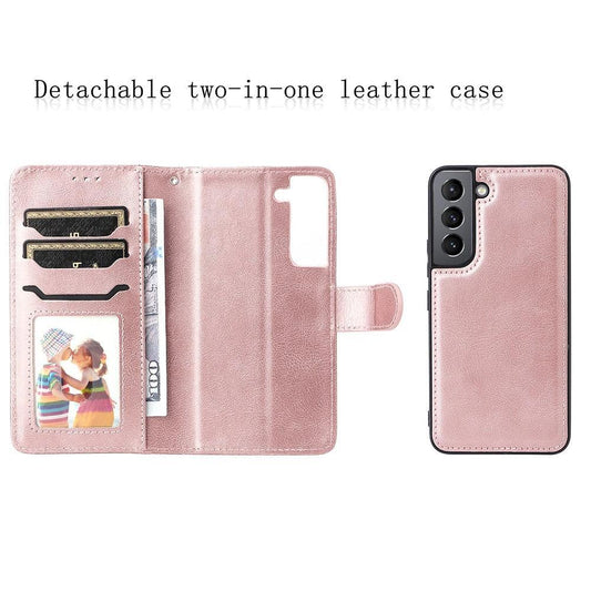 Compatible with Samsung S22 Magnetic 2-in-1 Phone Case/Wallet - Pink Pink gold Pink gold.