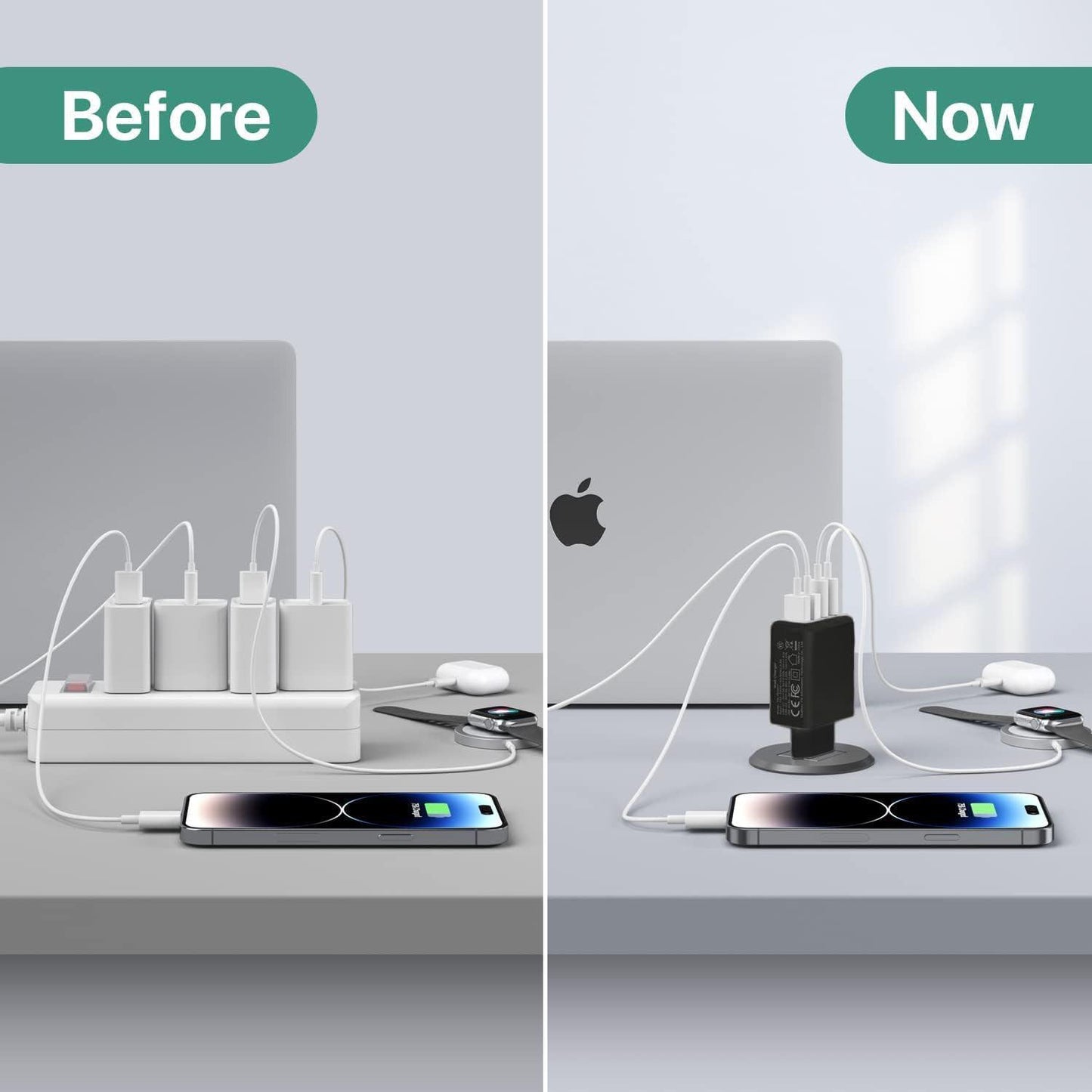 Compatible USB C Charger, 40W USB Multi Fast Charger, Multiple USB Outlets USB Charging Plug Adapter, USB Charger{EE}.