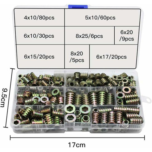 230 Pieces Zinc Alloy Hexagonal Threaded Insert Nuts, Threaded Insert Nuts, External Thread Nuts M4 M5 M6 M8 for Nut Tool Kit.