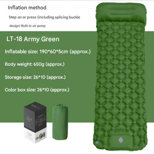 Self-Inflating Camping Mattress: Thick Lightweight Single Camping Mattress Inflatable and Attachable Double Camping Mat and Compact Inflatable Olive Green.
