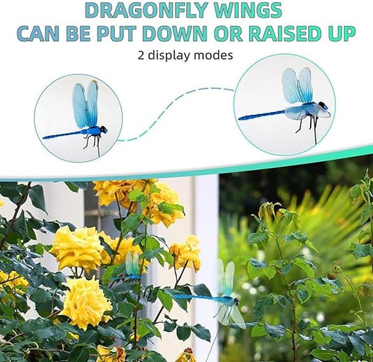 12pcs Artificial Dragonfly Clips for Outdoor Use 3D Dragonfly Decor Gardening, 3D Dragonfly Garden Decorative Clips