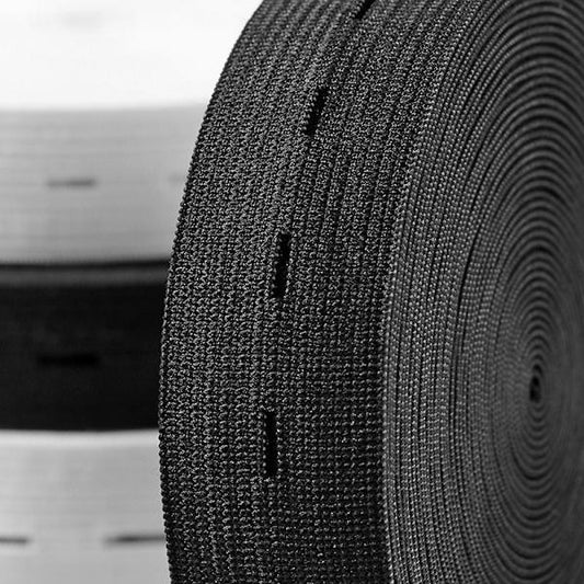 Elastic buttonhole tape, practical and versatile black elastic band, width: 2.5 cm Width: 2.5cmâyux Width: 2.5cm.