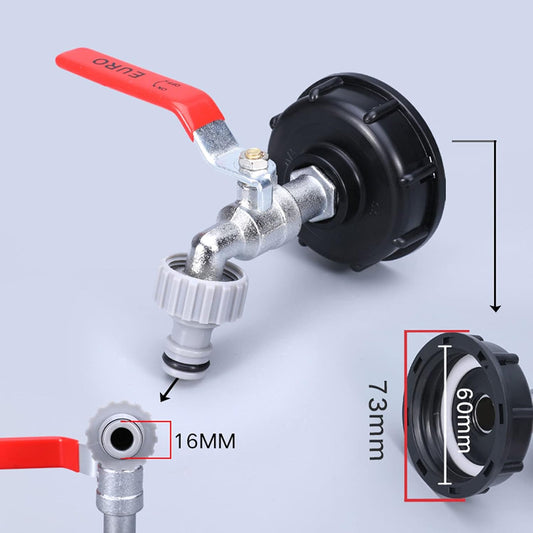 1000L Tank Faucet with Irrigation Hose Adapter, S60X6 IBC Faucet Connector, Rainwater Harvester Garden Faucet (1/2"" Plastic Adapter)