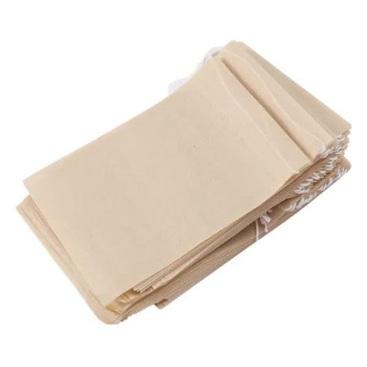 500-Pack Tea Filter Bags, Disposable Paper Tea Bag with Drawstring for Loose Tea, Coffee (Natural Brown).