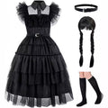Girl's dress cosplay Wednesday Brigitte princess dress lace details puff sleeves children Wednesday 4 pcs 120 Wednesday 4pcs 120
